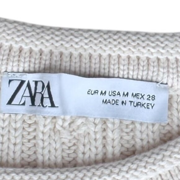 Zara Chunky Knit Cropped Cableknit Short sleeve Sweater - Picture 4 of 5